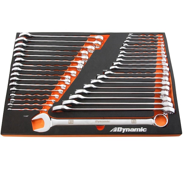 Tools 36Pcs SAE & Metric Chrome Combo Wrench Set W/ Foam Tool Orgnzr
